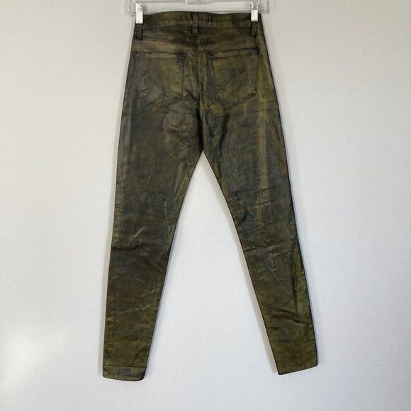 J Brand Jeans Womens 25 Super Skinny Coated Black Tar Dark Bronze Metallic‎ NEW - Picture 12 of 14